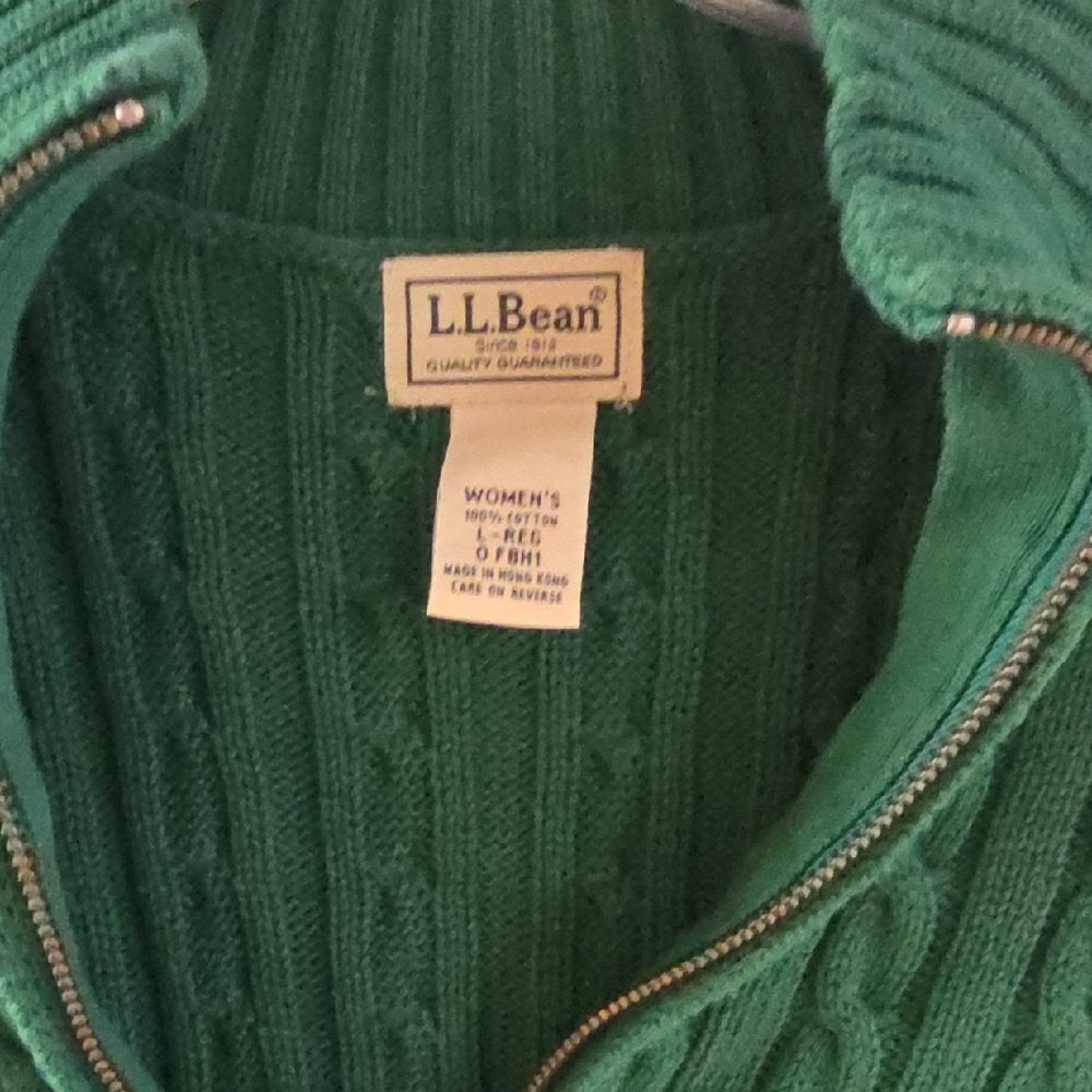 L.L. Bean Forest Green Knit Cardigan